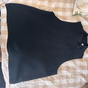 Sleeveless Black Textured Mock Neck Top